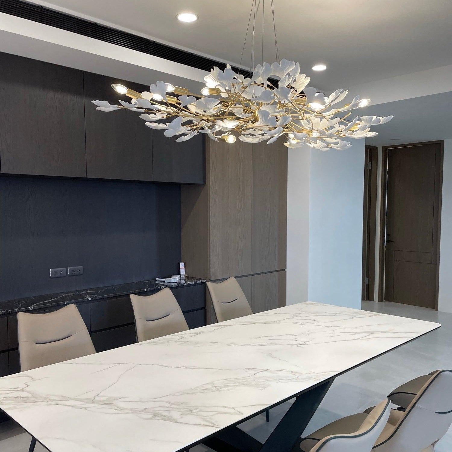 Olivia Ceramic Gingko Leaf Chandelier Smile -Shape - Letslighting