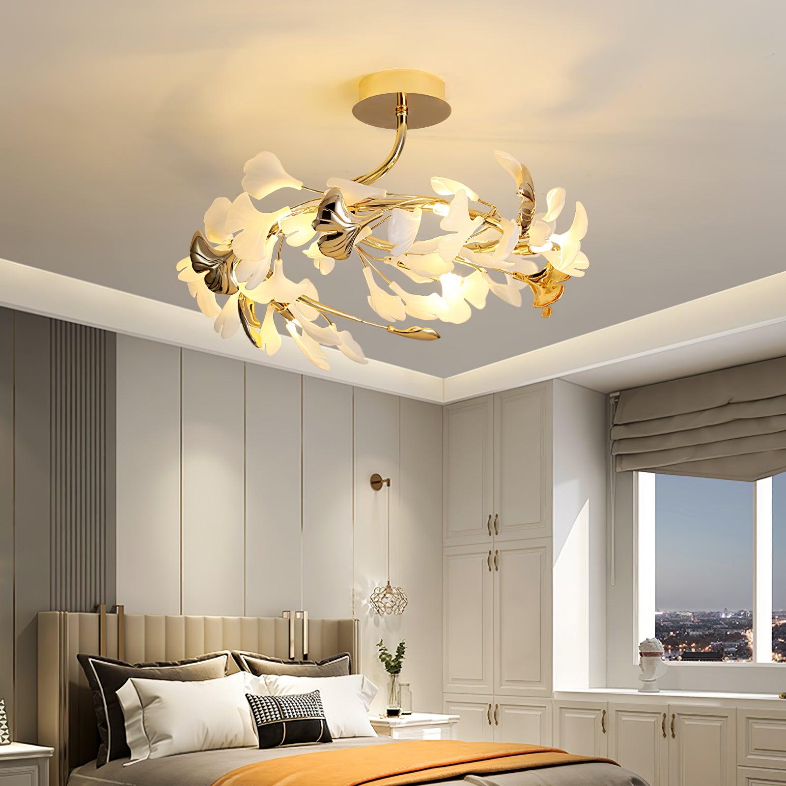 Artheel Premium Nordic Art Gingko Rotating Ceramics Ceiling Lamp - Letslighting