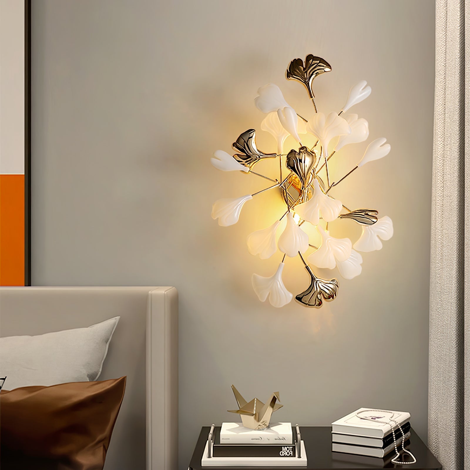 Wylie Postmodern Luxury Gingko Ceramics Wall Lamp - Letslighting