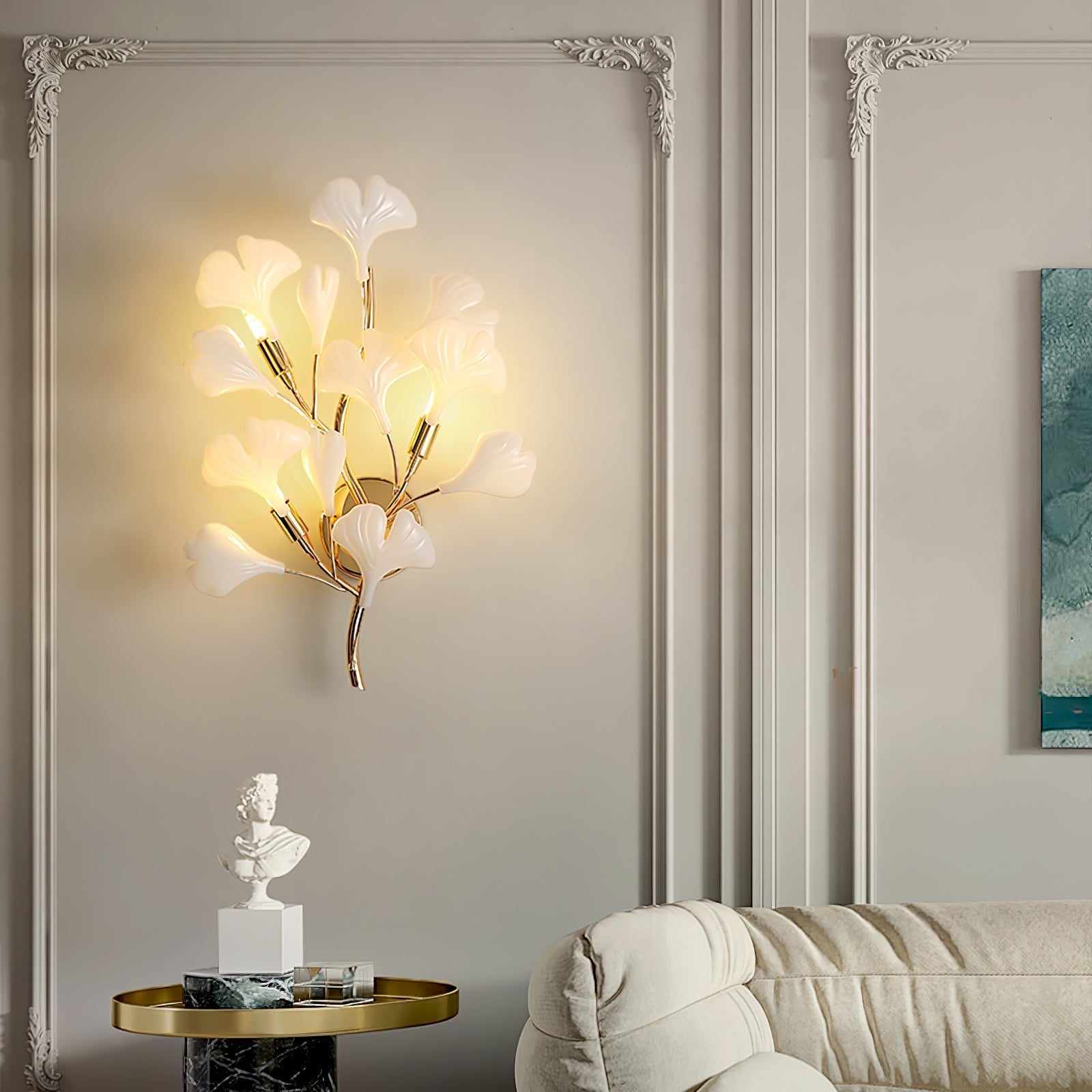Wylie Postmodern Luxury Gingko Ceramics Wall Lamp - Letslighting