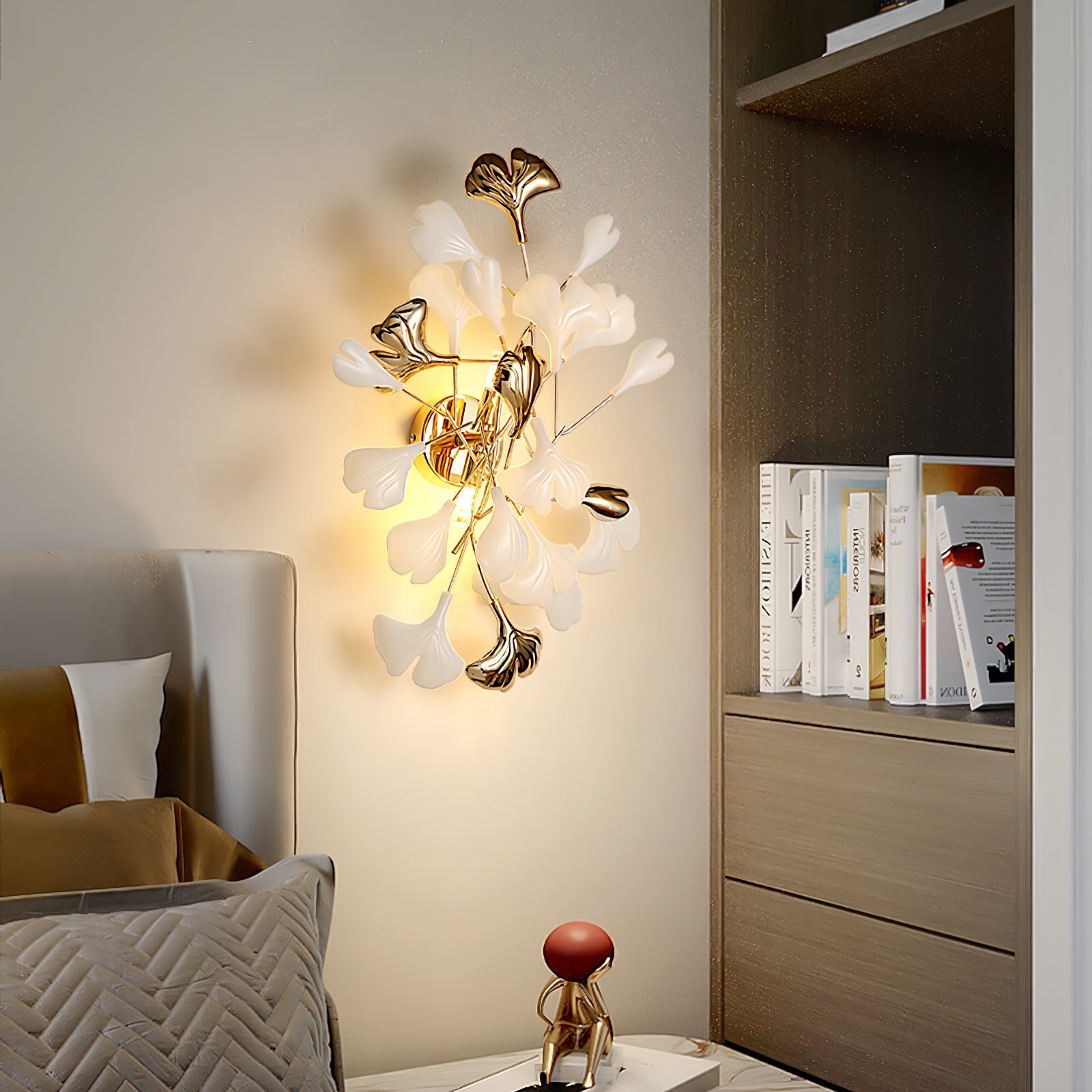 Wylie Postmodern Luxury Gingko Ceramics Wall Lamp - Letslighting