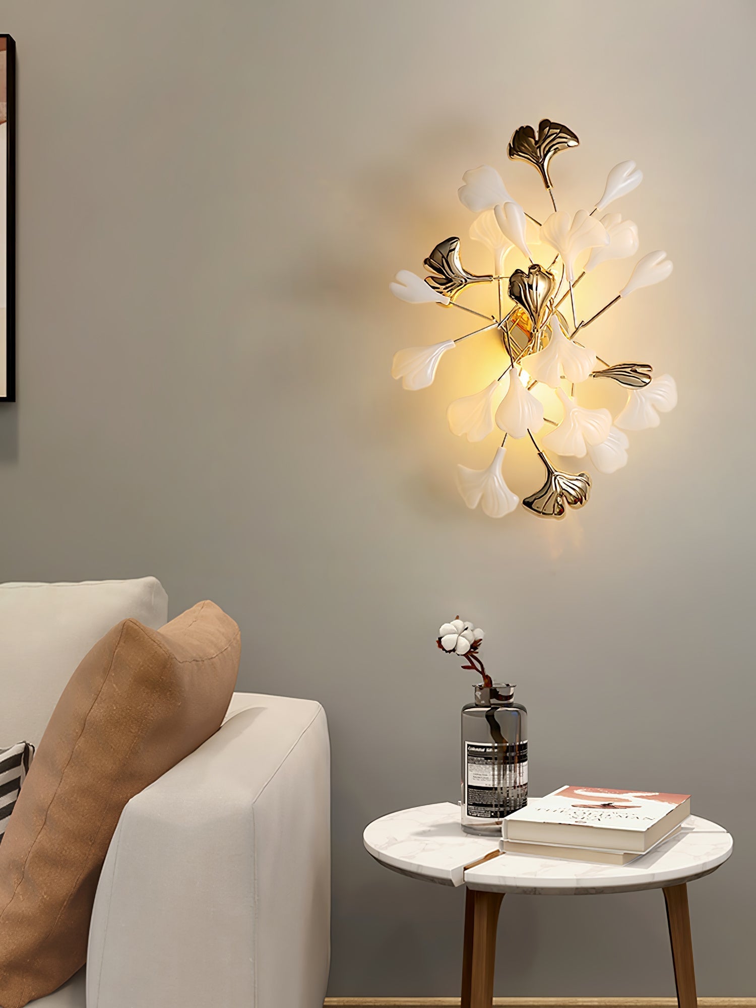 Wylie Postmodern Luxury Gingko Ceramics Wall Lamp - Letslighting