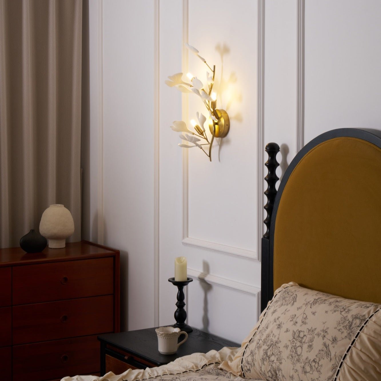 Wylie Postmodern Luxury Gingko Ceramics Wall Lamp - Letslighting