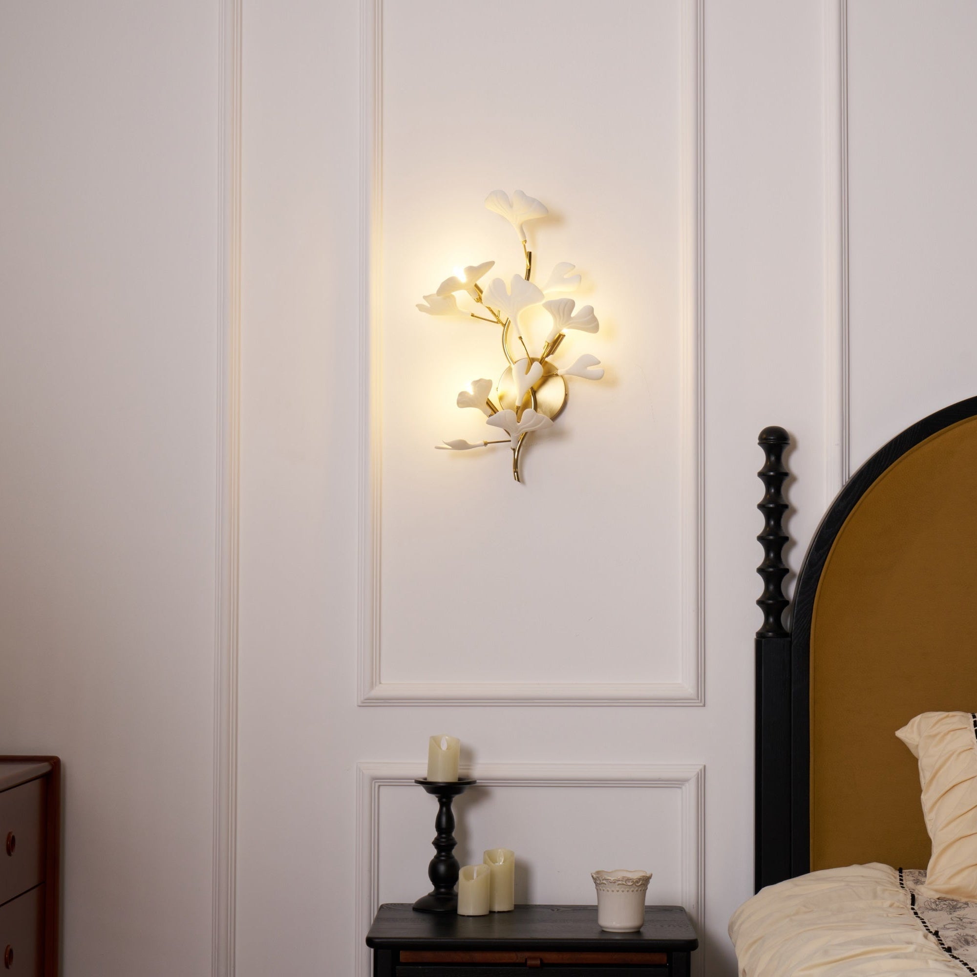 Wylie Postmodern Luxury Gingko Ceramics Wall Lamp - Letslighting