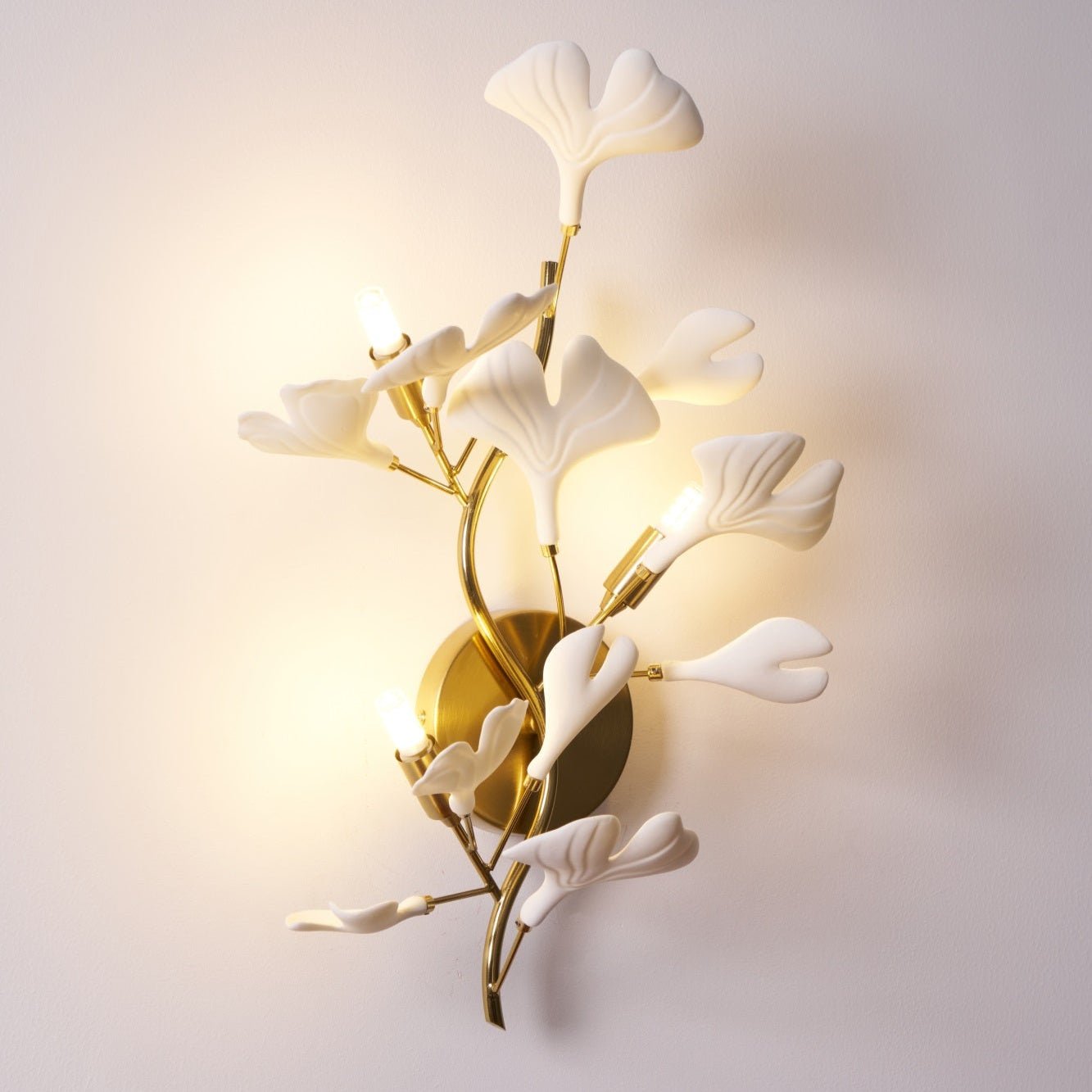 Wylie Postmodern Luxury Gingko Ceramics Wall Lamp - Letslighting