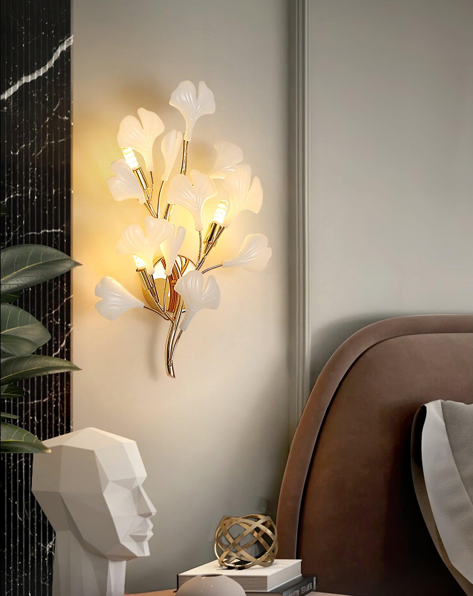 Wylie Postmodern Luxury Gingko Ceramics Wall Lamp - Letslighting