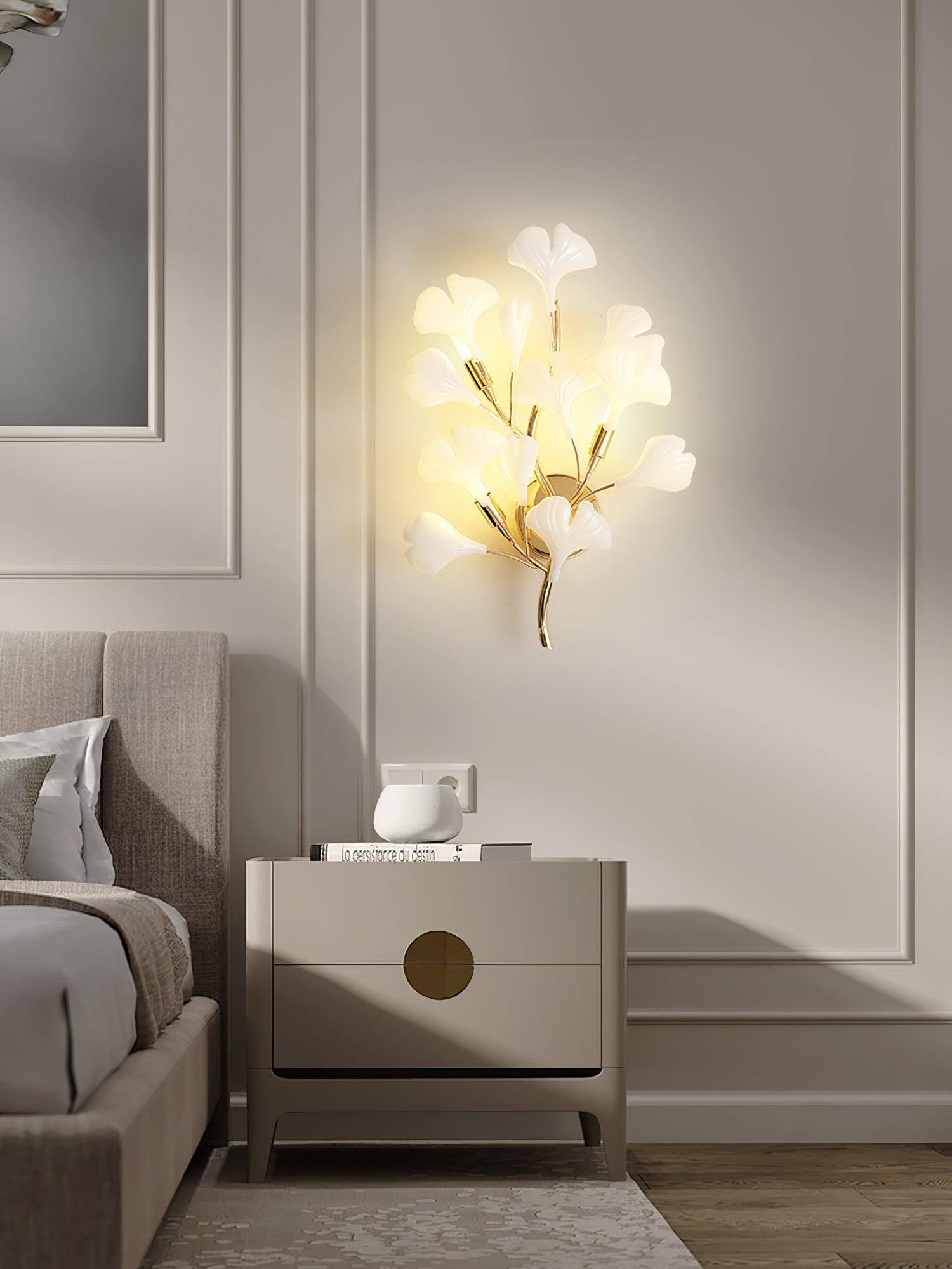 Wylie Postmodern Luxury Gingko Ceramics Wall Lamp - Letslighting