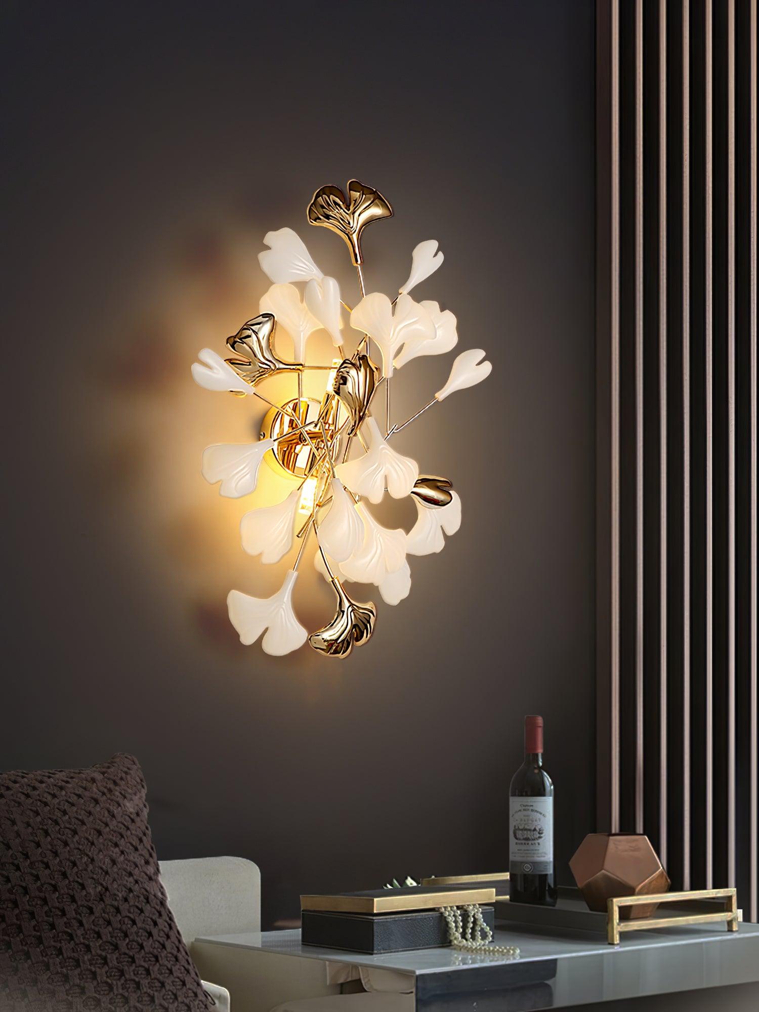 Wylie Postmodern Luxury Gingko Ceramics Wall Lamp - Letslighting