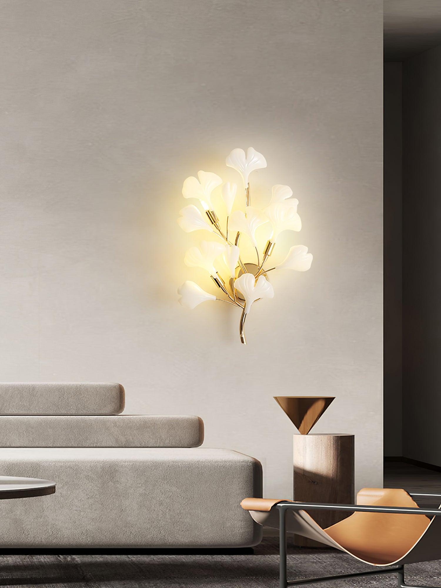 Wylie Postmodern Luxury Gingko Ceramics Wall Lamp - Letslighting