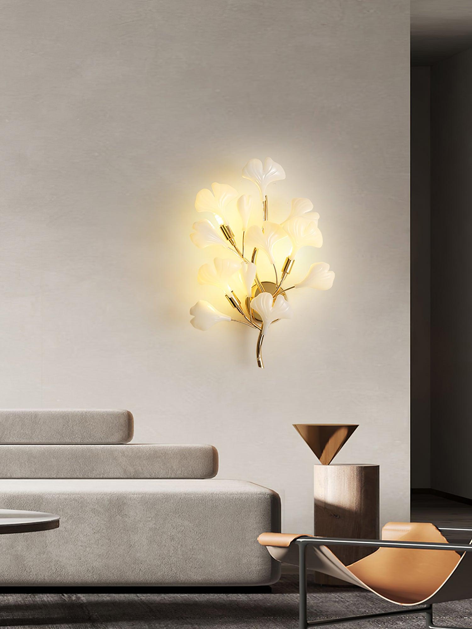 Wylie Postmodern Luxury Gingko Ceramics Wall Lamp - Letslighting