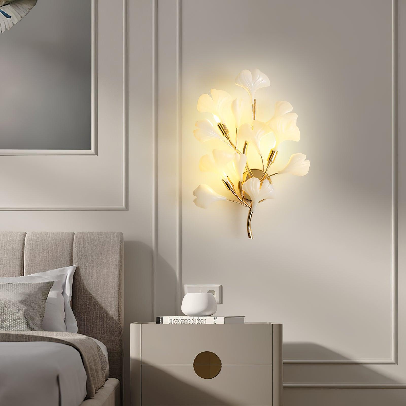 Wylie Postmodern Luxury Gingko Ceramics Wall Lamp - Letslighting