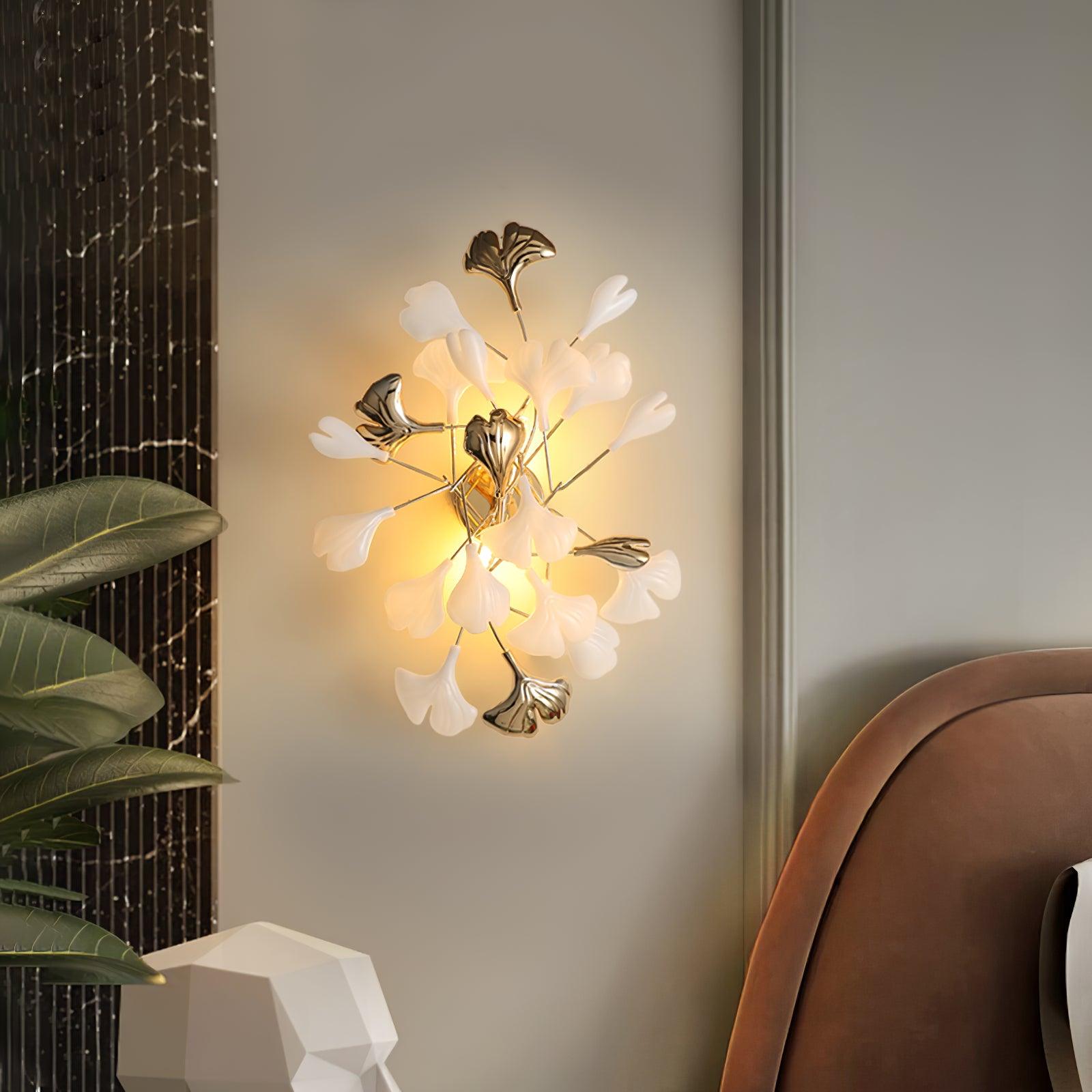 Wylie Postmodern Luxury Gingko Ceramics Wall Lamp - Letslighting