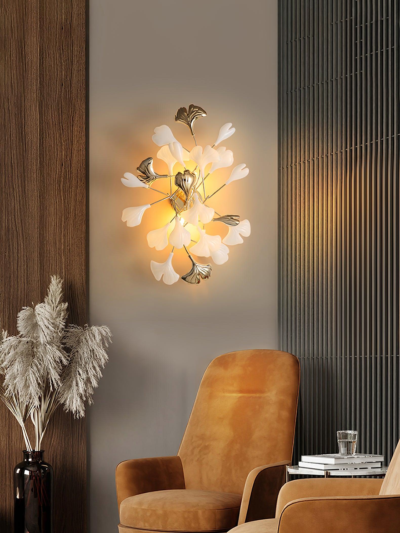 Wylie Postmodern Luxury Gingko Ceramics Wall Lamp - Letslighting