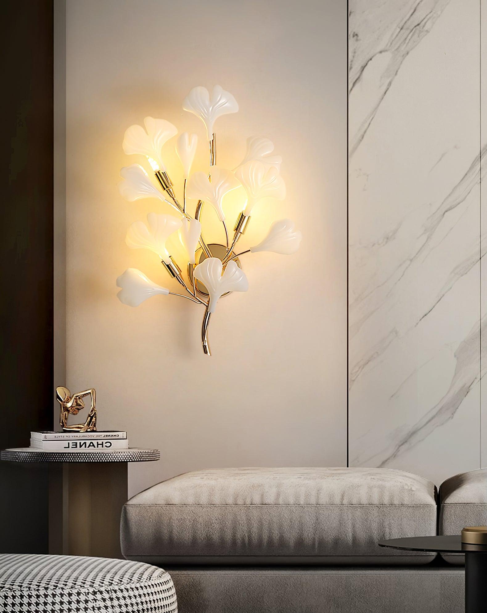 Wylie Postmodern Luxury Gingko Ceramics Wall Lamp - Letslighting