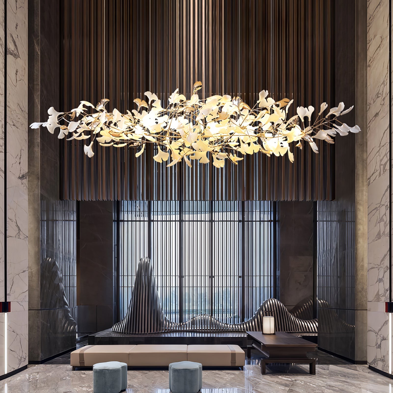 Unoryra Postmodern Luxury Ginkgo Cloud Ceramics Chandelier - Letslighting