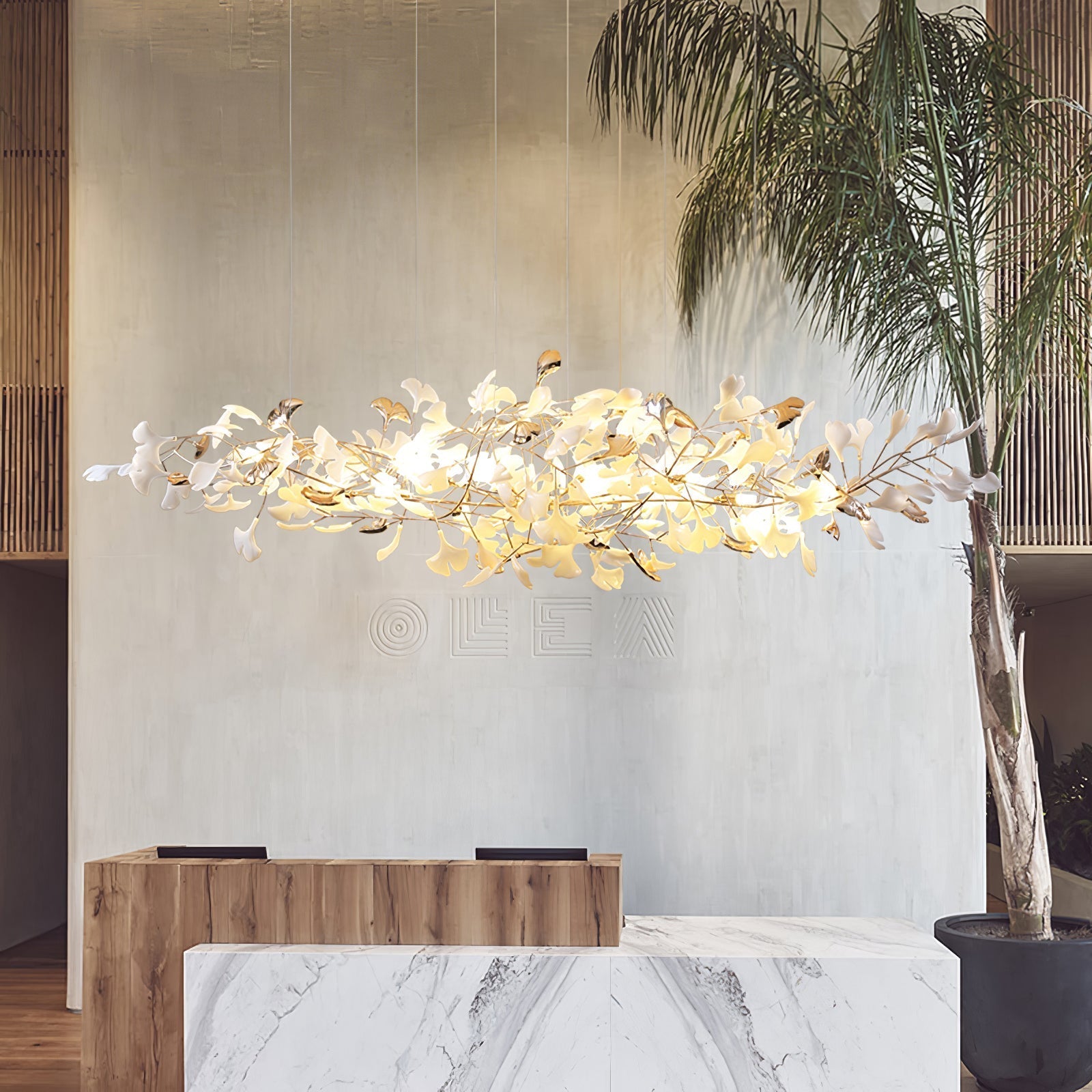 Unoryra Postmodern Luxury Ginkgo Cloud Ceramics Chandelier - Letslighting