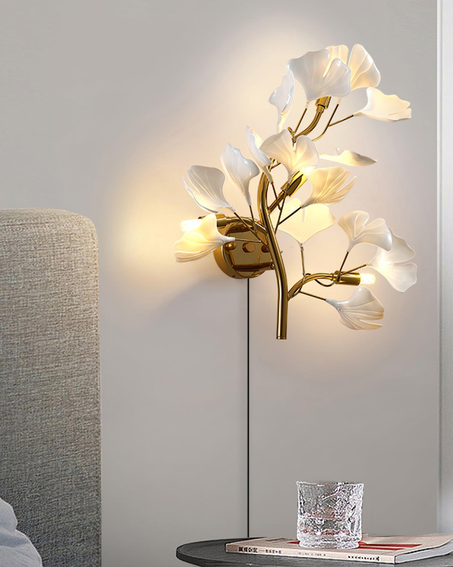 Wall Lamp Plug In Acrylic Floral Light Fixture French Elegant - Letslighting