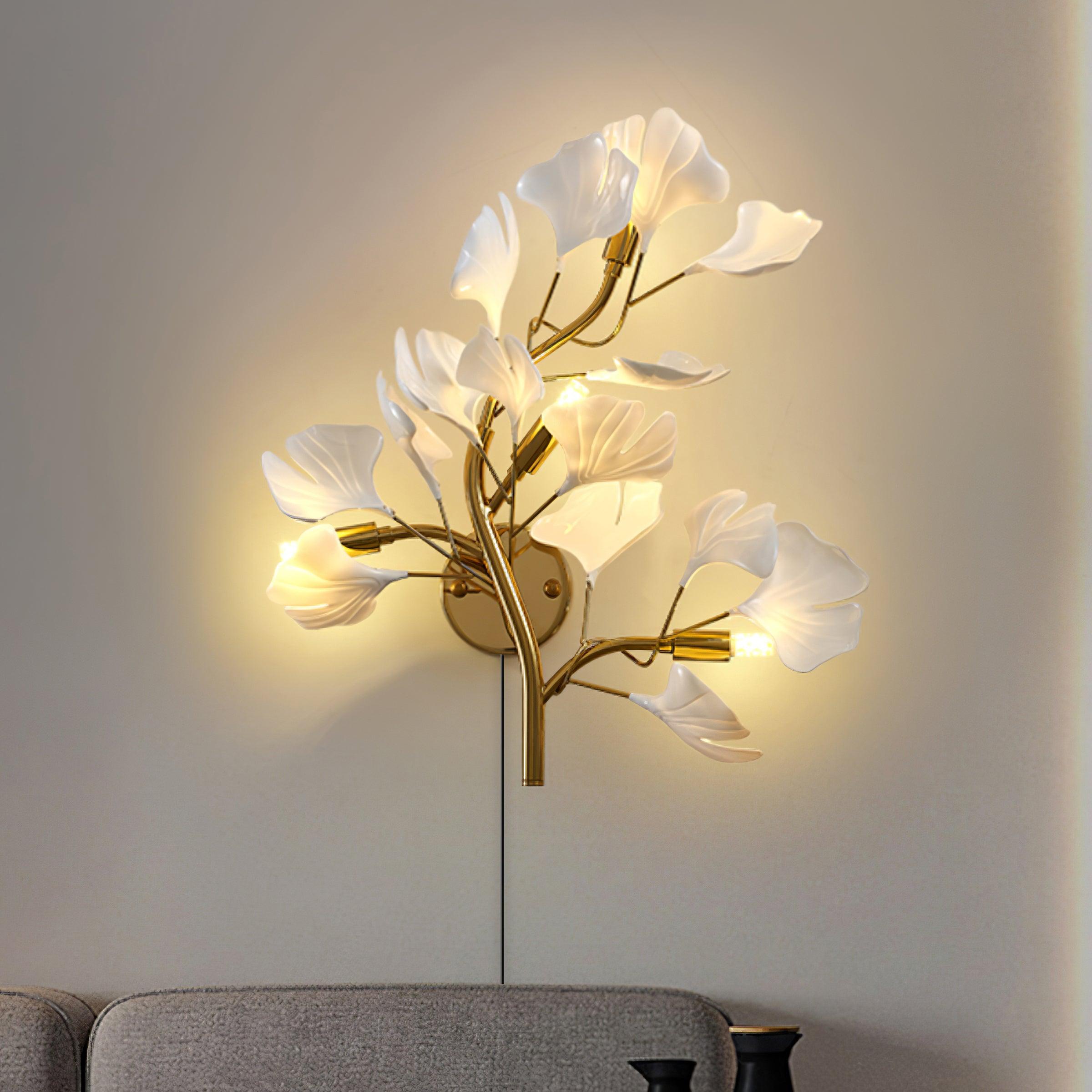 Wall Lamp Plug In Acrylic Floral Light Fixture French Elegant - Letslighting