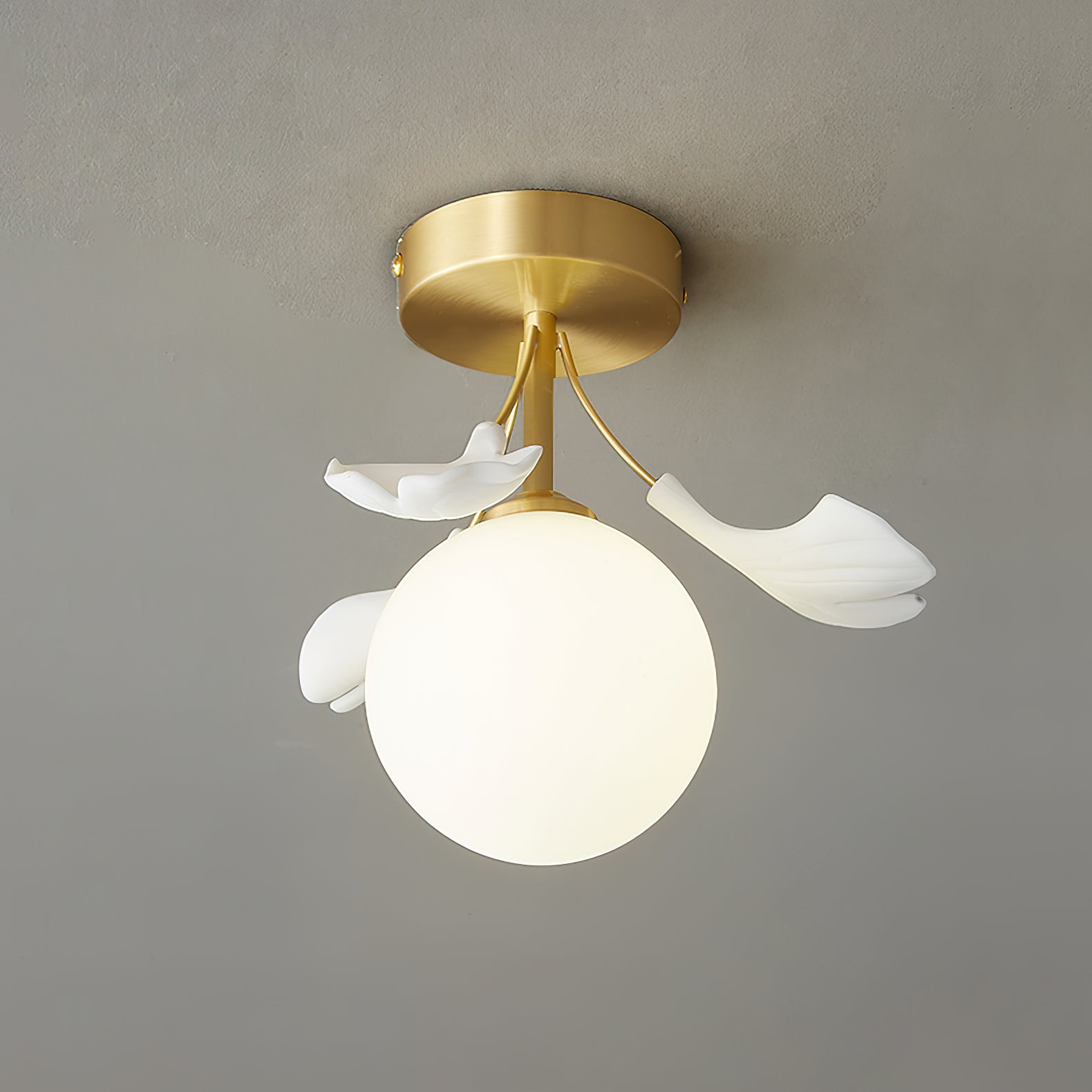 Ginkgo Rosalia Ceiling Lamp Leaf Petal Brass Modern - Letslighting