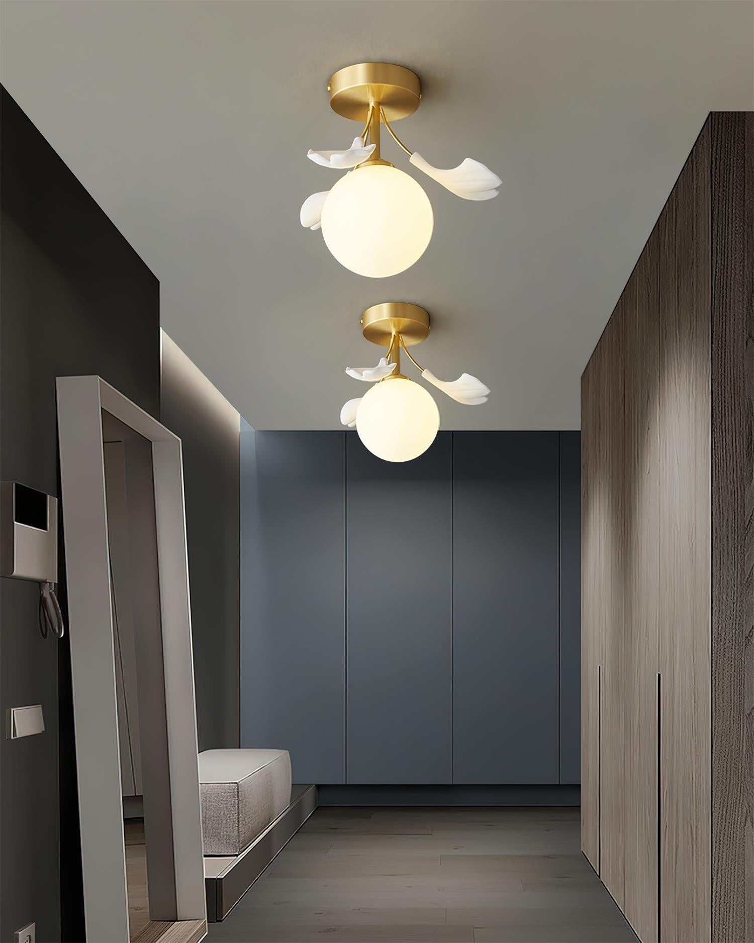 Ginkgo Rosalia Ceiling Lamp Leaf Petal Brass Modern - Letslighting