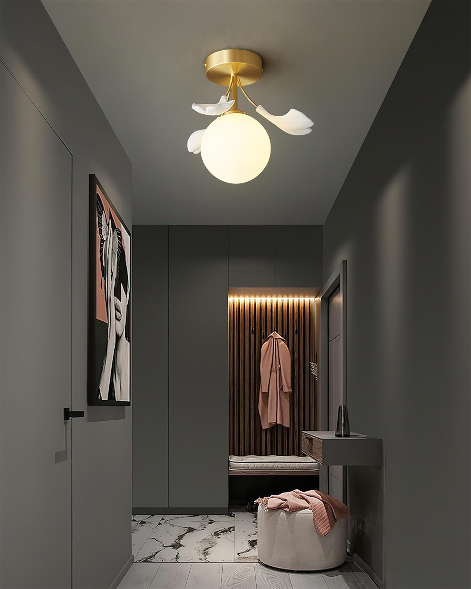 Ginkgo Rosalia Ceiling Lamp Leaf Petal Brass Modern - Letslighting