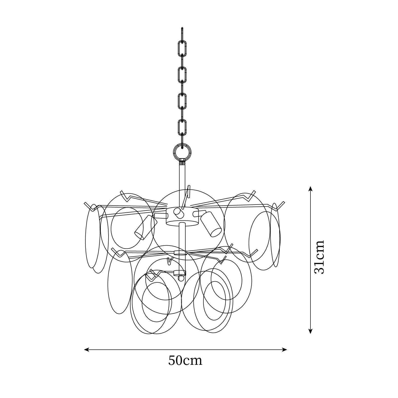 Glass Chandelier Caramel Discs Brass Frame Sculptural - Letslighting