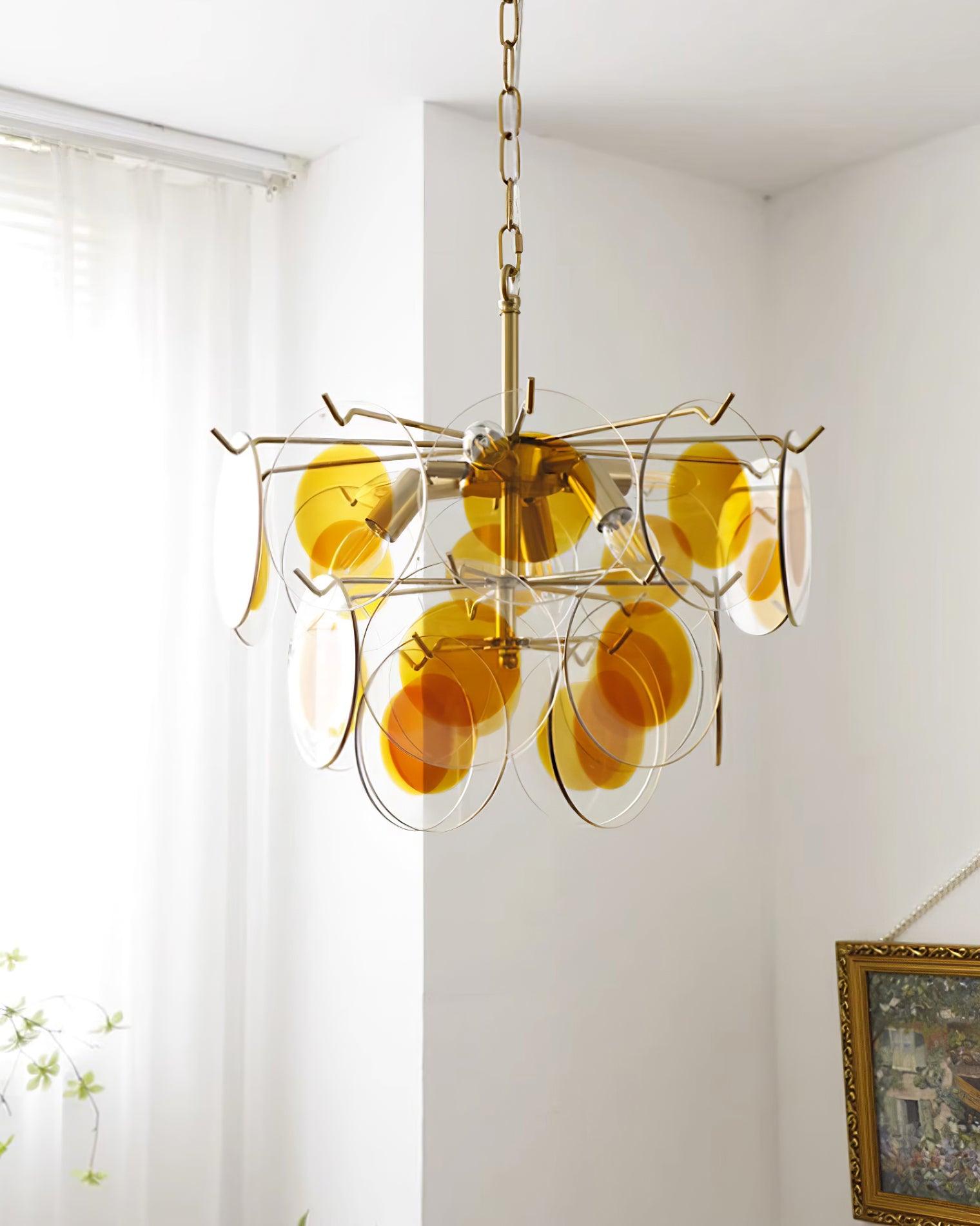 Gino Chandelier Glass Brass Caramel Modern - Letslighting