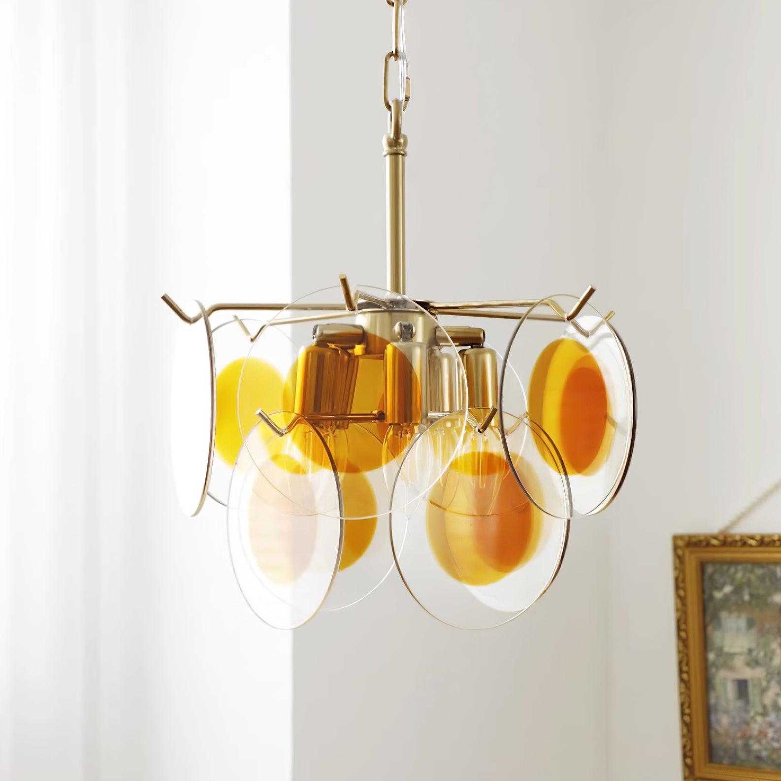 Gino Chandelier Glass Brass Caramel Modern - Letslighting