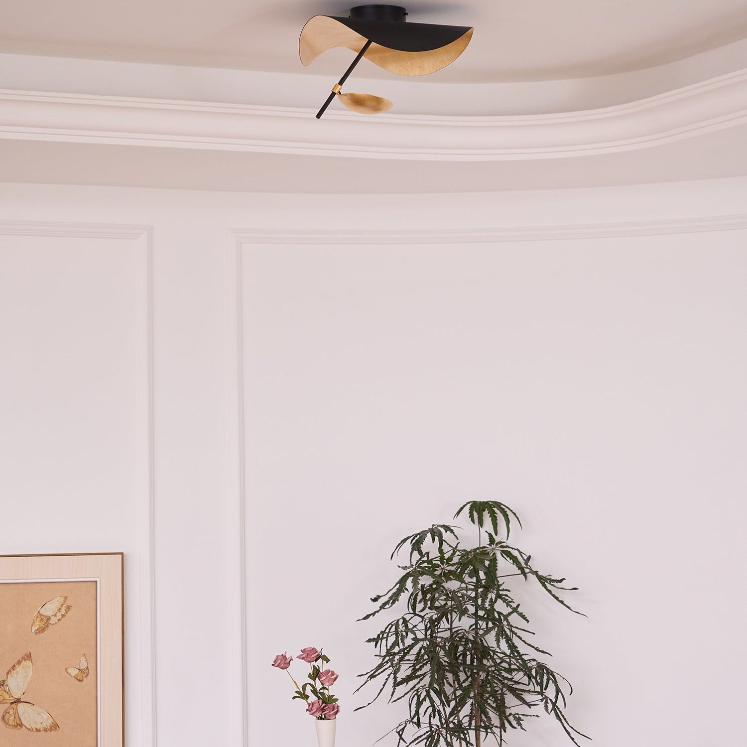 Solara Ceiling Lamp Curved Shade and Gold Interior - Letslighting