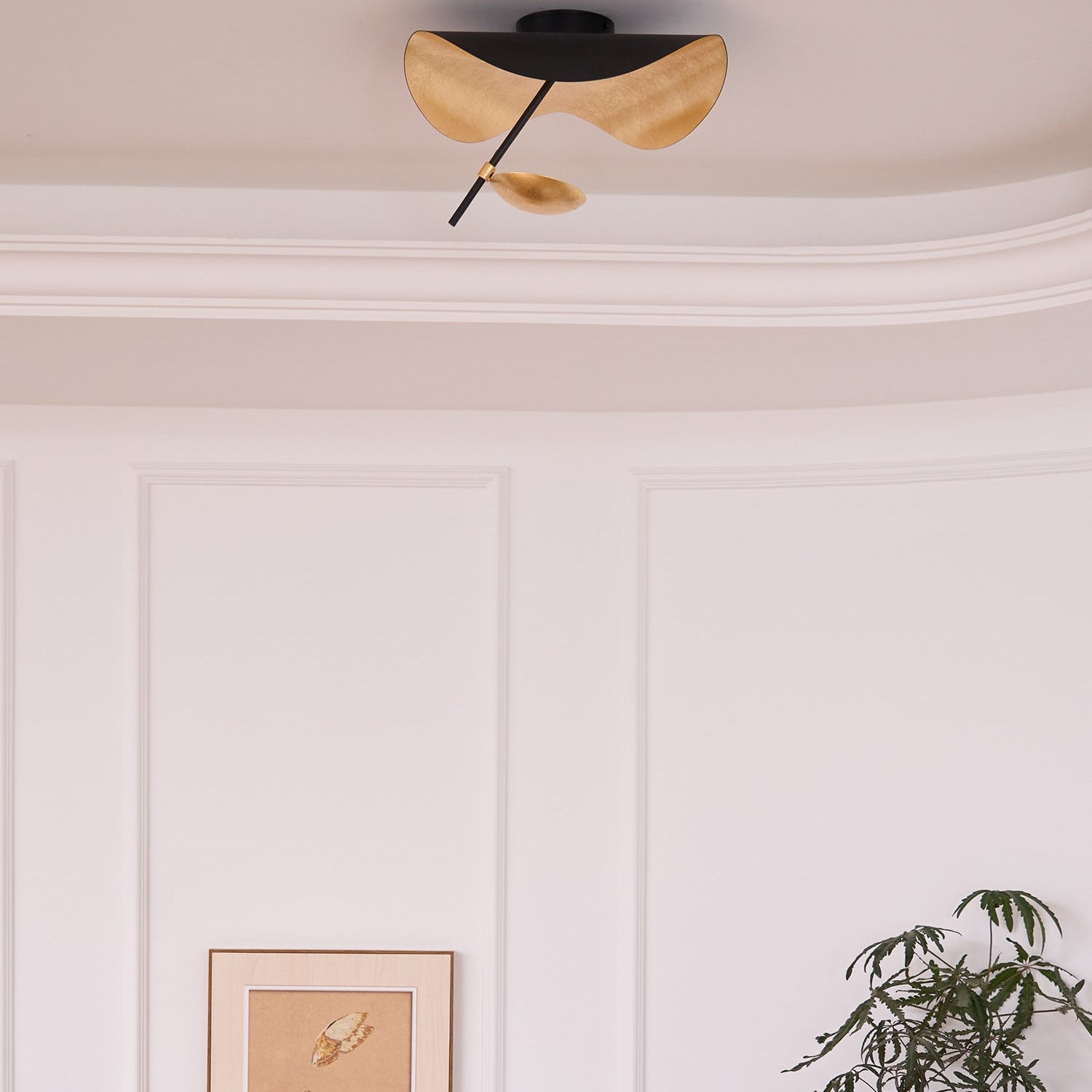 Solara Ceiling Lamp Curved Shade and Gold Interior - Letslighting