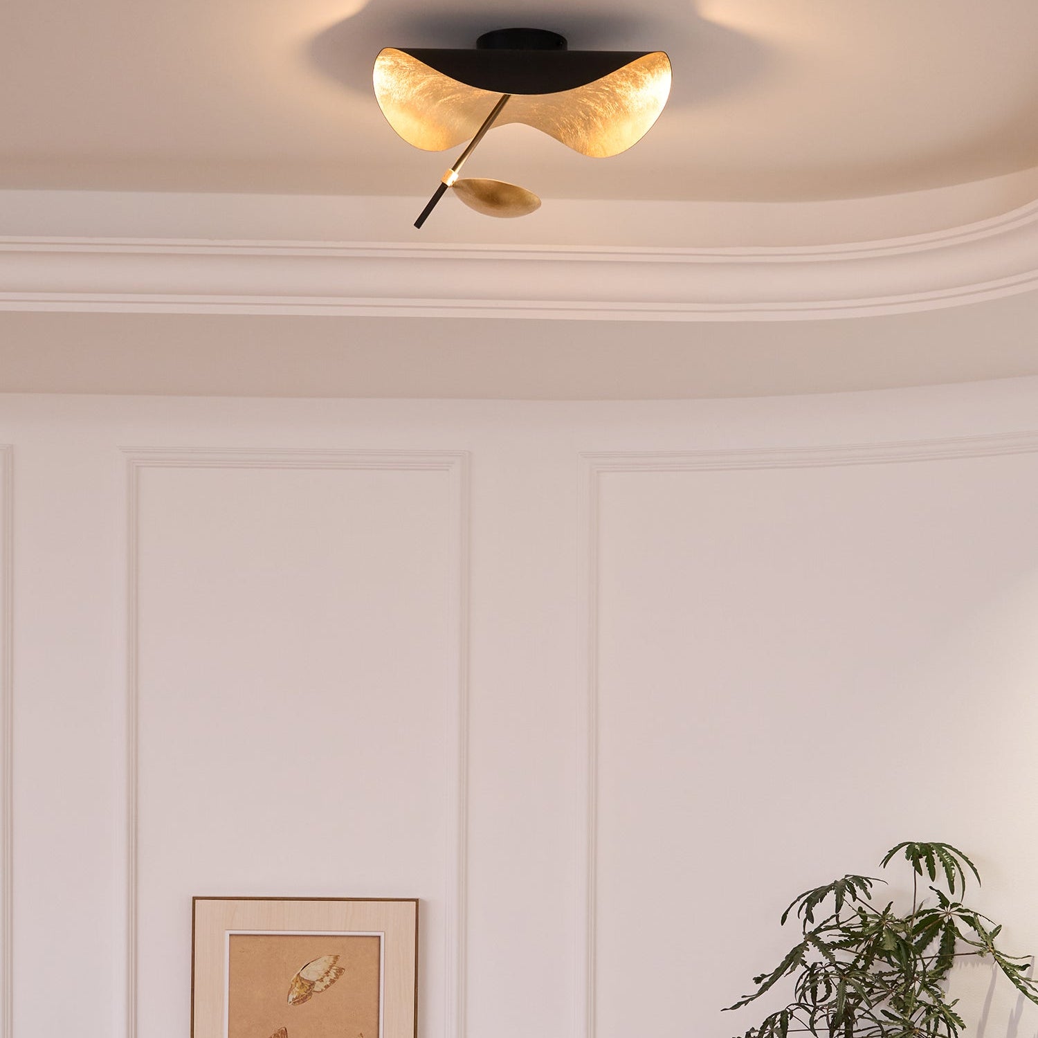Solara Ceiling Lamp Curved Shade and Gold Interior - Letslighting
