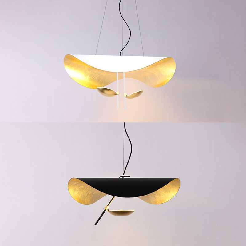 Lustra Pendant Lamp Black Gold Curved Shade - Letslighting