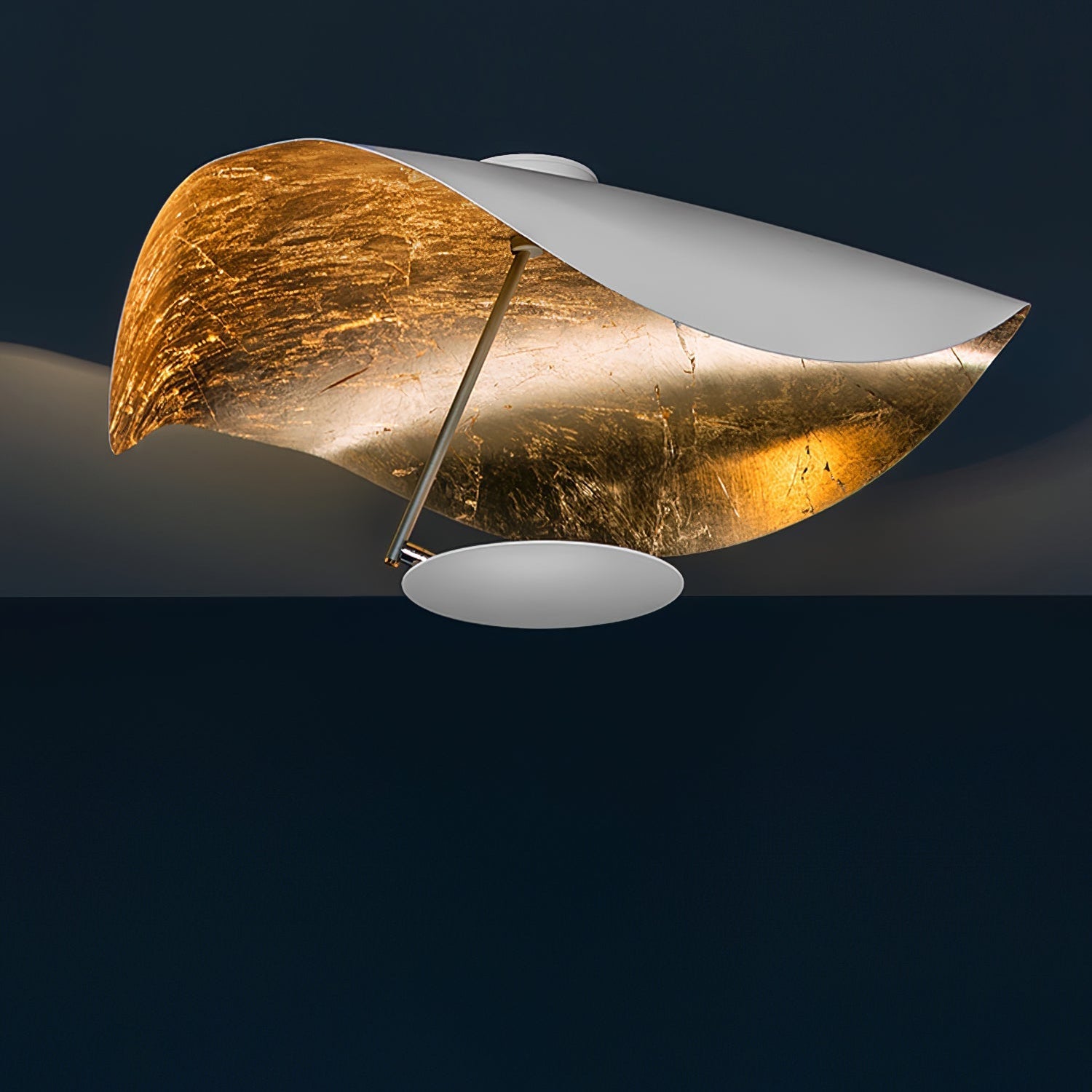 Solara Ceiling Lamp Curved Shade and Gold Interior - Letslighting