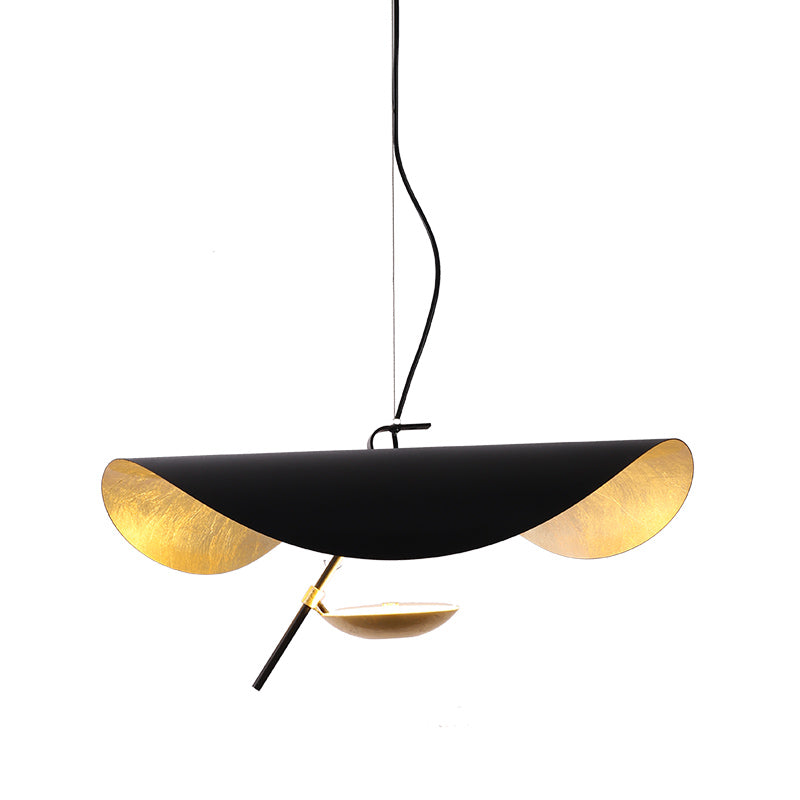 Lustra Pendant Lamp Black Gold Curved Shade - Letslighting