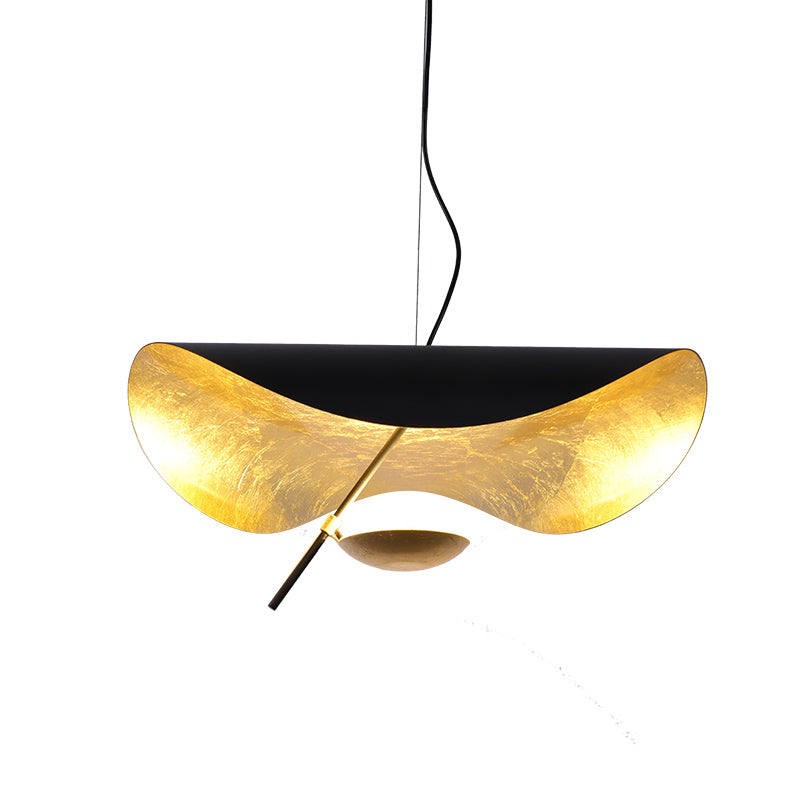 Lustra Pendant Lamp Black Gold Curved Shade - Letslighting