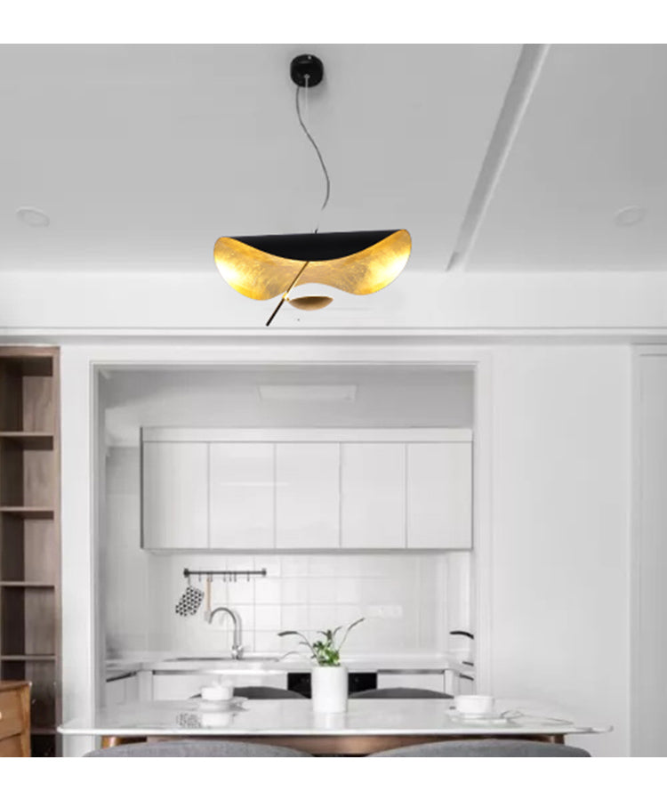 Lustra Pendant Lamp Black Gold Curved Shade - Letslighting