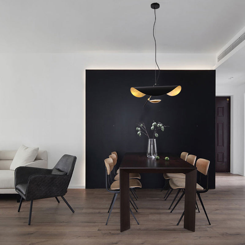 Lustra Pendant Lamp Black Gold Curved Shade - Letslighting