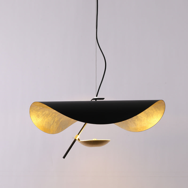 Lustra Pendant Lamp Black Gold Curved Shade - Letslighting