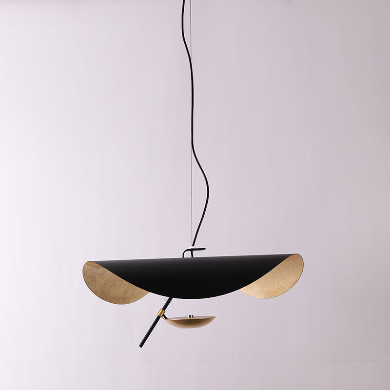 Lustra Pendant Lamp Black Gold Curved Shade - Letslighting