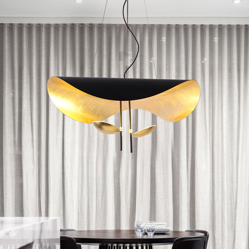 Lustra Pendant Lamp Black Gold Curved Shade - Letslighting