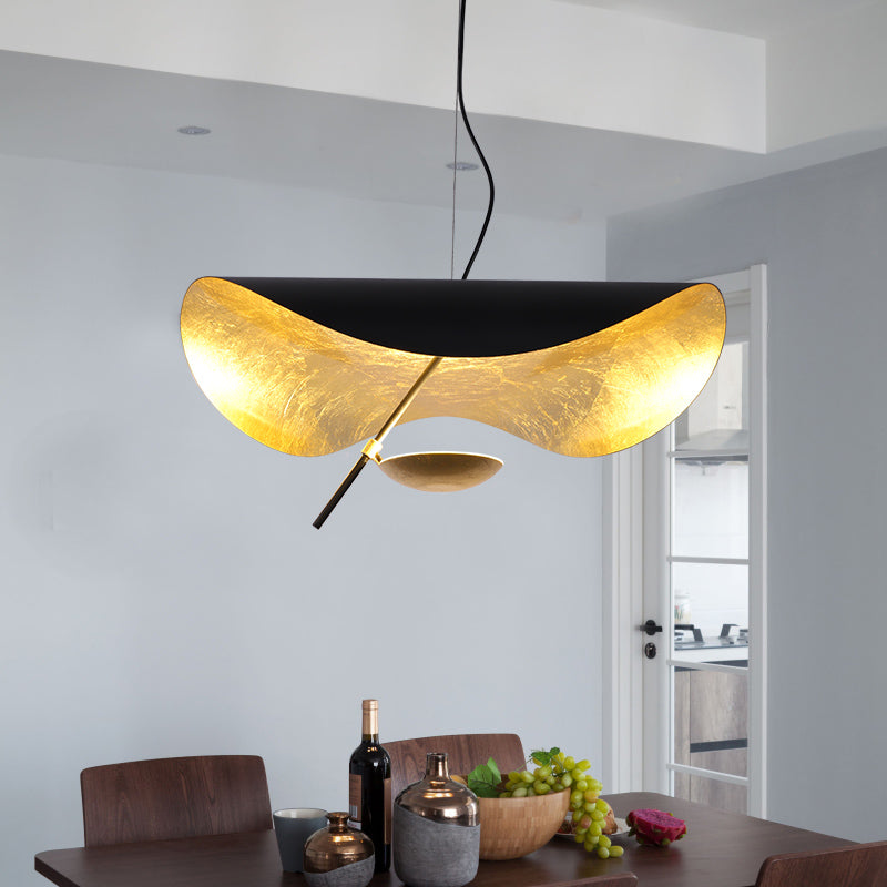 Lustra Pendant Lamp Black Gold Curved Shade - Letslighting