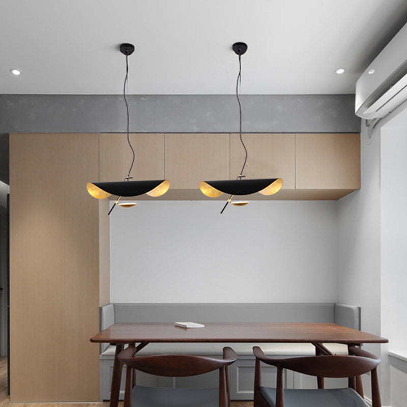 Lustra Pendant Lamp Black Gold Curved Shade - Letslighting