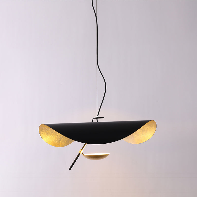 Lustra Pendant Lamp Black Gold Curved Shade - Letslighting