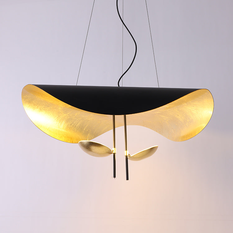 Lustra Pendant Lamp Black Gold Curved Shade - Letslighting