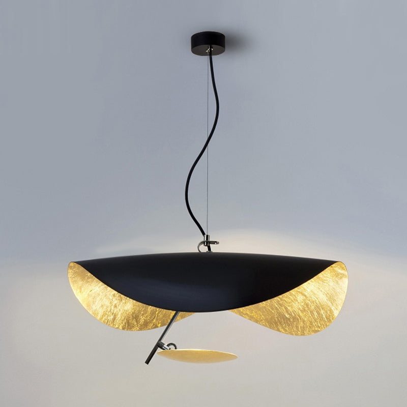 Lustra Pendant Lamp Black Gold Curved Shade - Letslighting