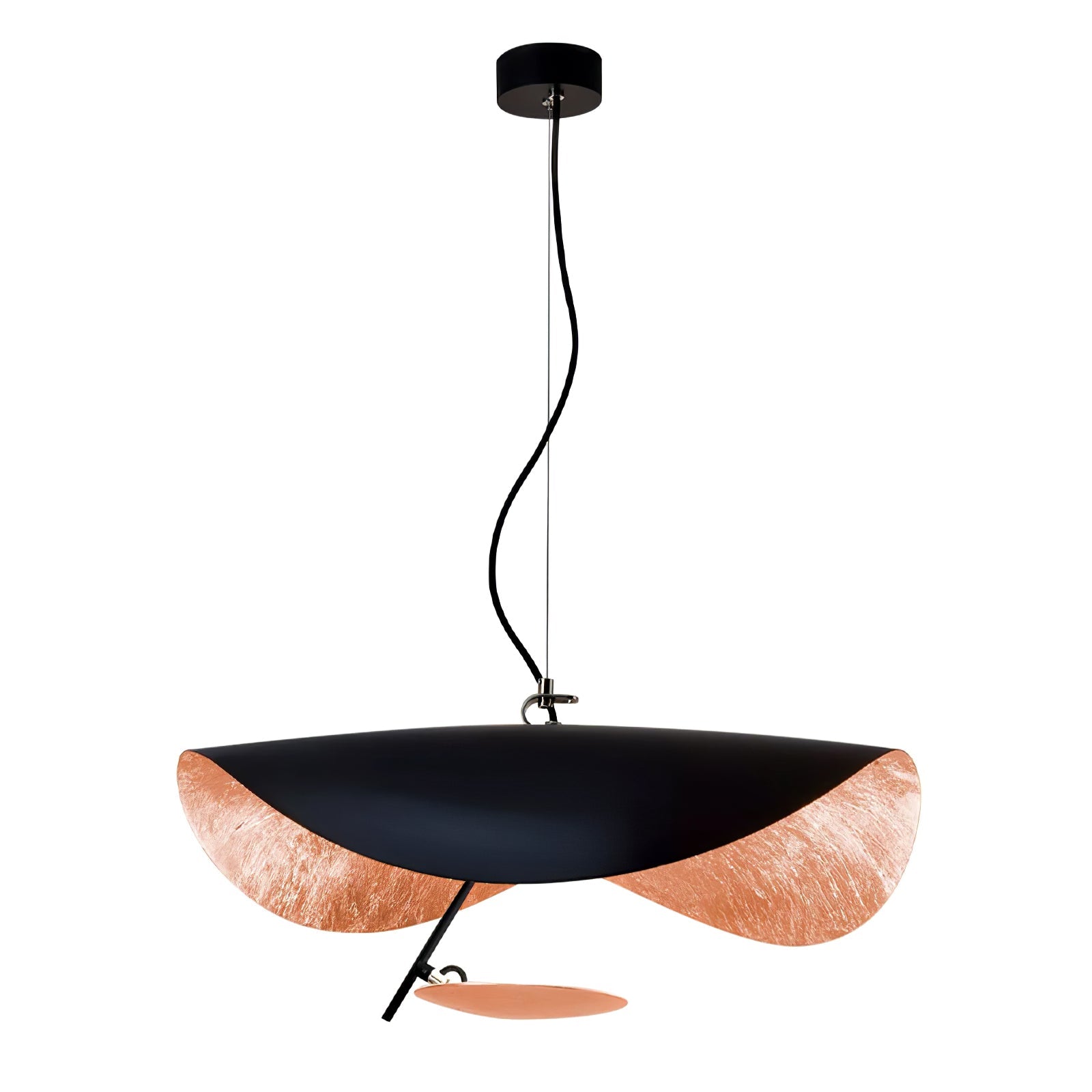 Lustra Pendant Lamp Black Gold Curved Shade - Letslighting