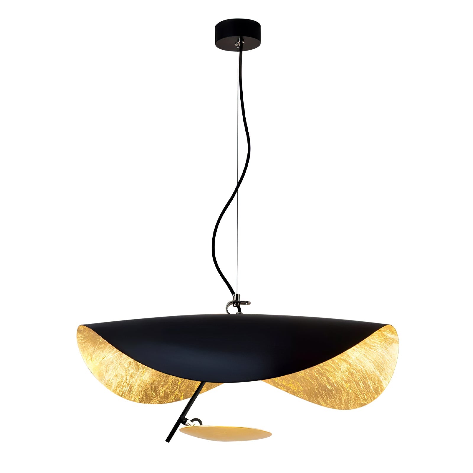 Lustra Pendant Lamp Black Gold Curved Shade - Letslighting
