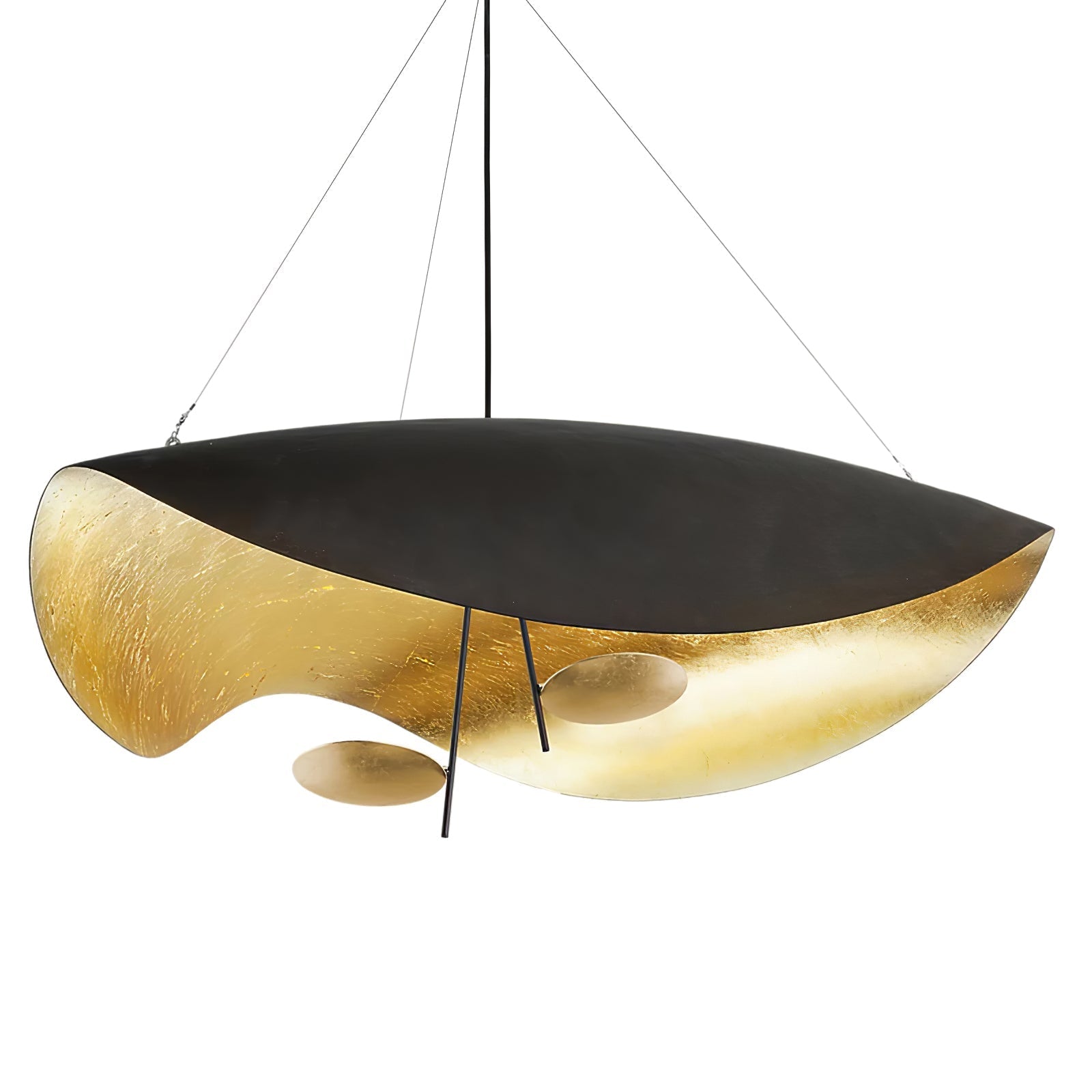 Lustra Pendant Lamp Black Gold Curved Shade - Letslighting