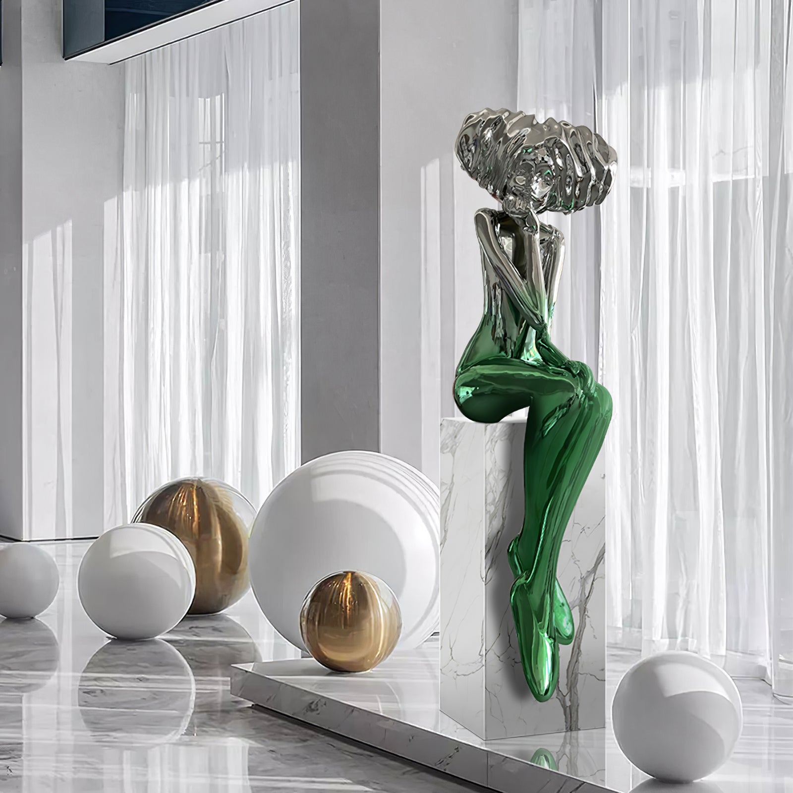 Lumenova Sculpture Girl Meditate Artistic - Letslighting