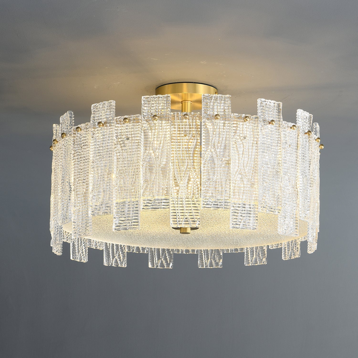 Symiror Postmodern Luxury Brass Glass Ceiling Light - Letslighting